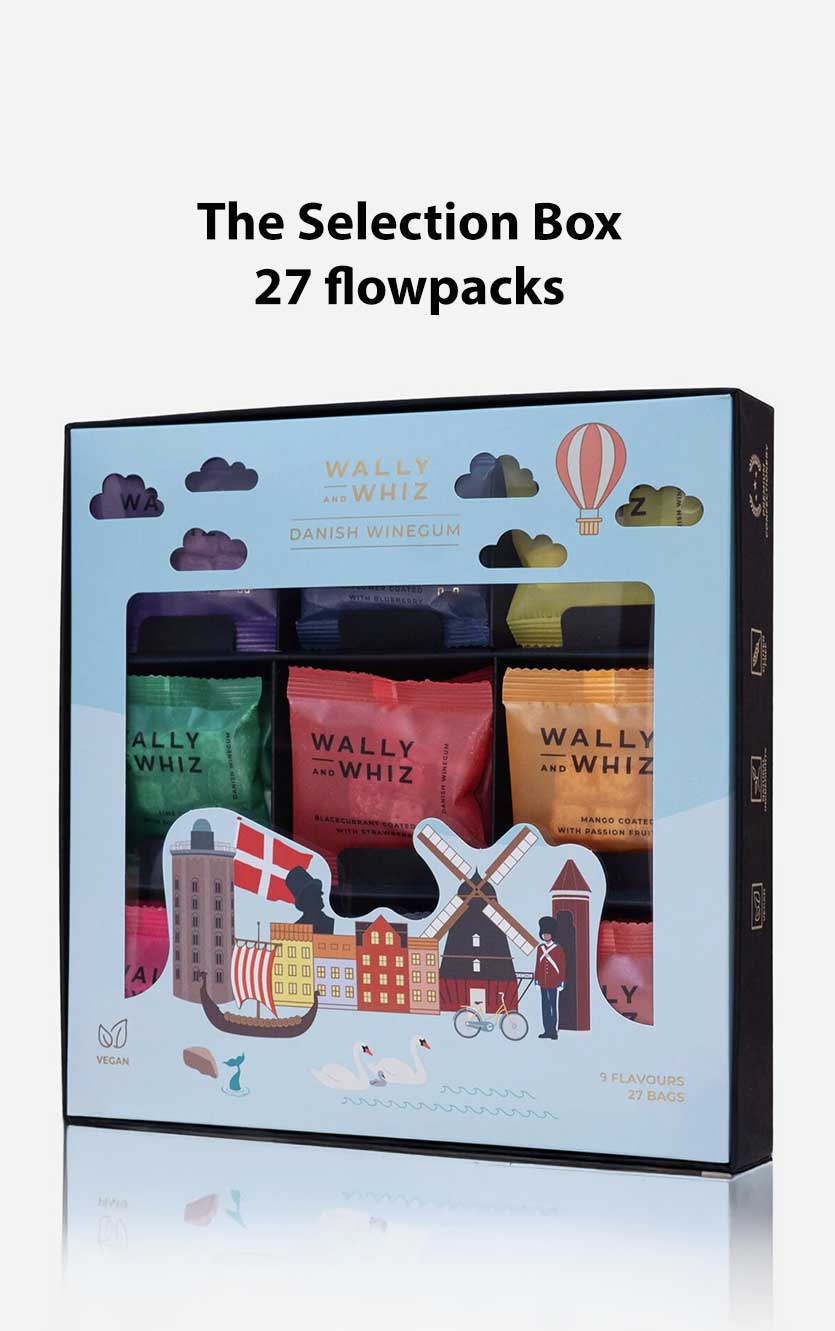 Wally And Whiz Delikatesseæske med 27 Flowpacks