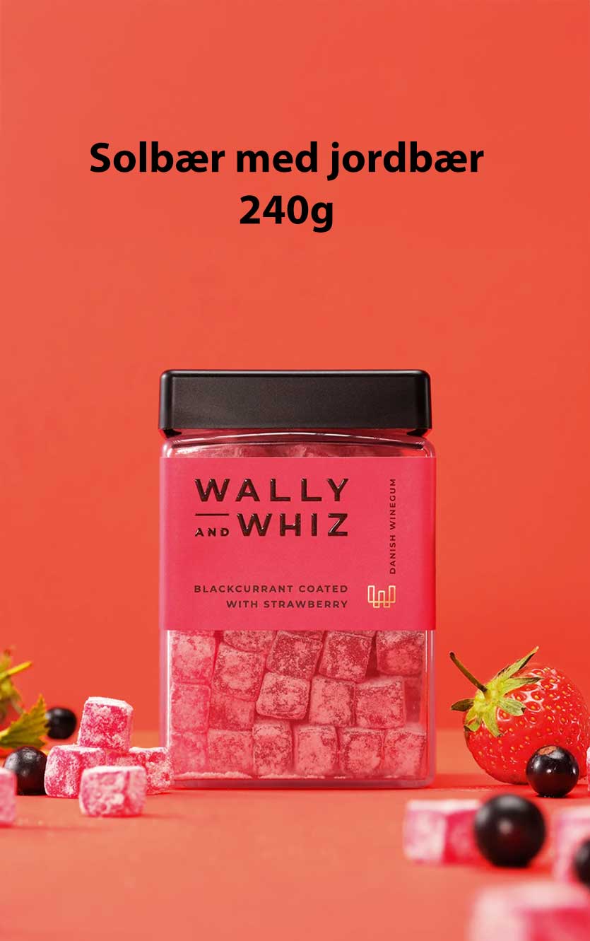 Wally And Whiz Solbærvingummi med Jordbær 240g - Sommerdelikatesse